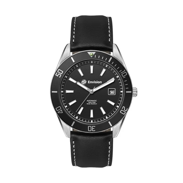 42MM, SS, SILVER CASE, BK BEZEL, "AUTOMATIC" MVT, DTE... from ASI 67866 Logomark/Valumark