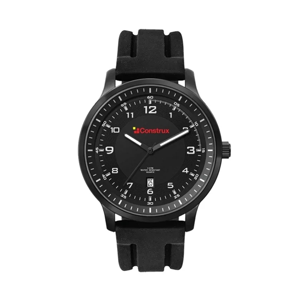 45MM, BLACK METAL CASE, 3-HAND MVT, DTE... from ASI 67866 Logomark/Valumark