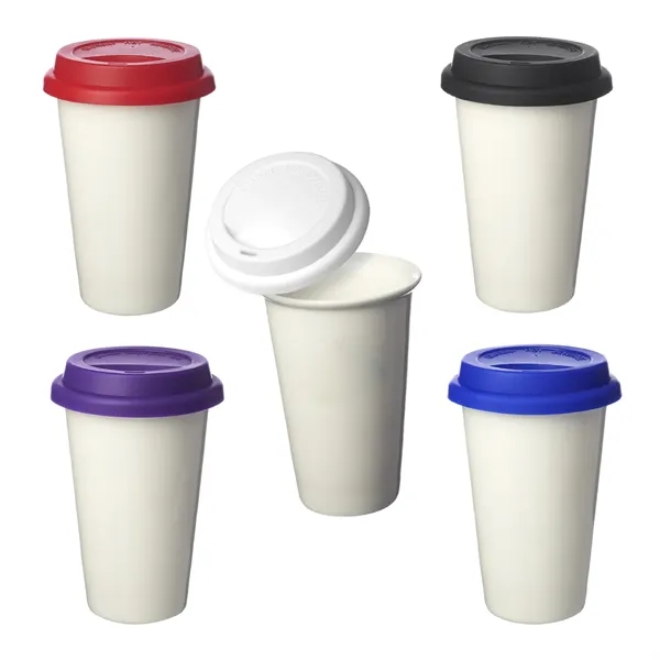 Double wall insulated ceramic tumbler with lid, 11 oz. capacity. capacity... from ASI 37218 Athena Promo (tm)