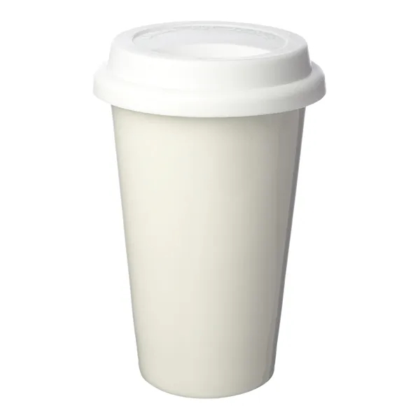 Double wall insulated ceramic tumbler with lid, 11 oz. capacity. capacity... from ASI 37218 Athena Promo (tm)