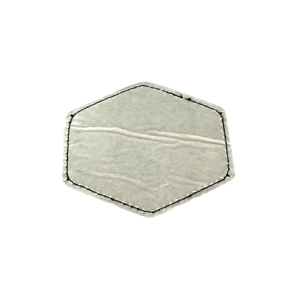 Hexagon shaped leatherette patch with debossed imprint and standard shipping to... from ASI 37218 Athena Promo (tm)