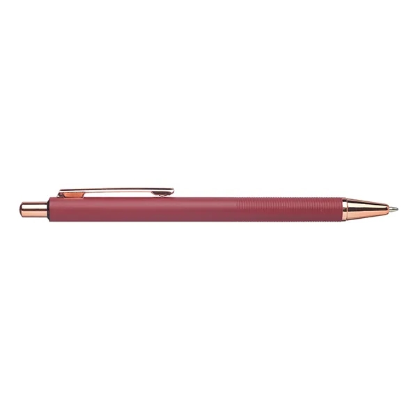 Metal ballpoint pen with ridges and rose gold trims.... from ASI 39552 BEL Promo