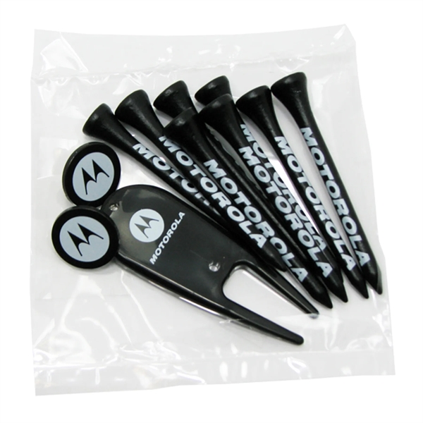 Golf tee poly packet with eight tees and two markers and... from ASI 93520 Ventura Inc