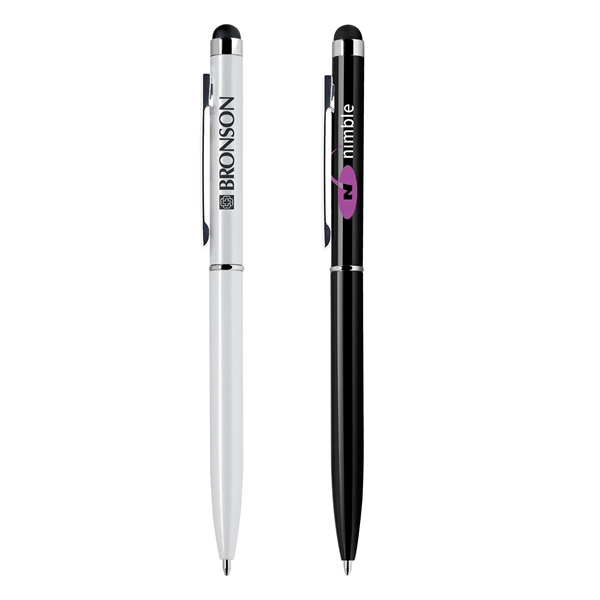 Aluminum ballpoint pen in glisten black or pearl white with a... from ASI 68190 Lungsal / Lungsal