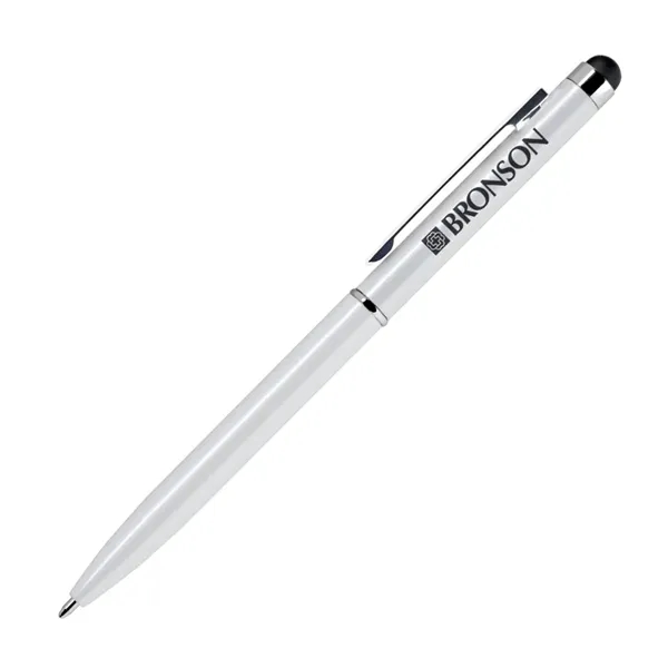 Aluminum ballpoint pen in glisten black or pearl white with a... from ASI 68190 Lungsal / Lungsal