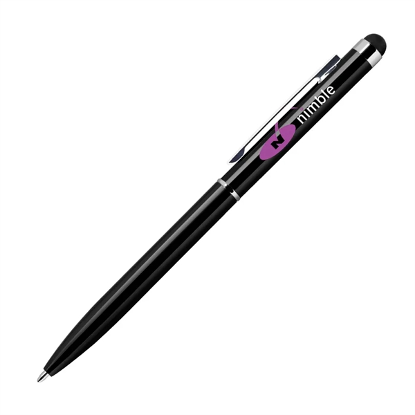 Aluminum ballpoint pen in glisten black or pearl white with a... from ASI 68190 Lungsal / Lungsal