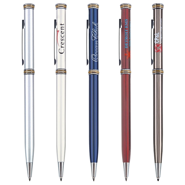 Aluminum twist-action ballpoint pen with a metallic color barrel and chrome... from ASI 68190 Lungsal / Lungsal