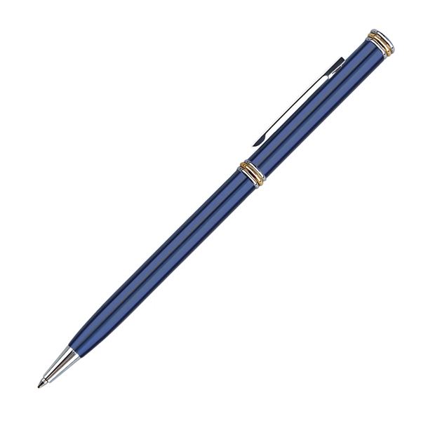 Aluminum twist-action ballpoint pen with a metallic color barrel and chrome... from ASI 68190 Lungsal / Lungsal