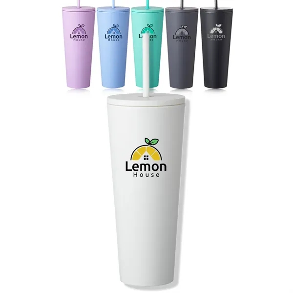 24 oz. capacity double plastic wall tumbler with screw on lid... from ASI 39552 BEL Promo