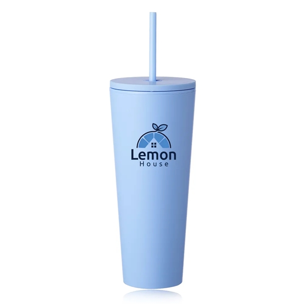 24 oz. capacity double plastic wall tumbler with screw on lid... from ASI 39552 BEL Promo