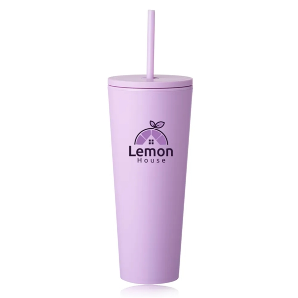 24 oz. capacity double plastic wall tumbler with screw on lid... from ASI 39552 BEL Promo