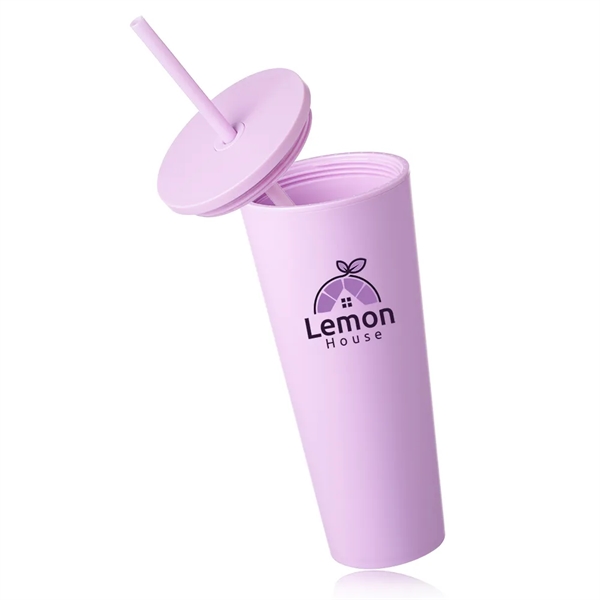 24 oz. capacity double plastic wall tumbler with screw on lid... from ASI 39552 BEL Promo