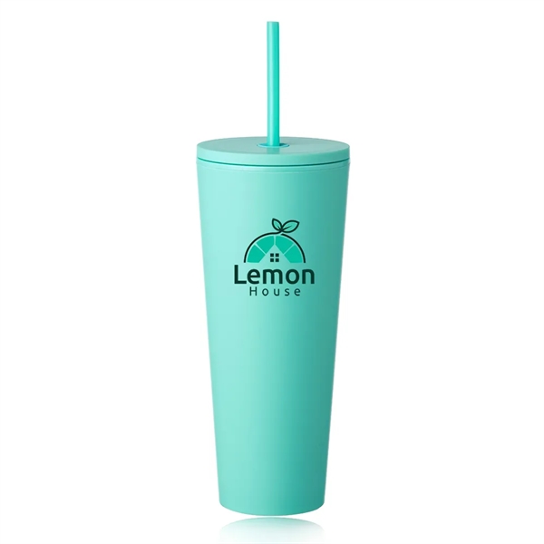 24 oz. capacity double plastic wall tumbler with screw on lid... from ASI 39552 BEL Promo
