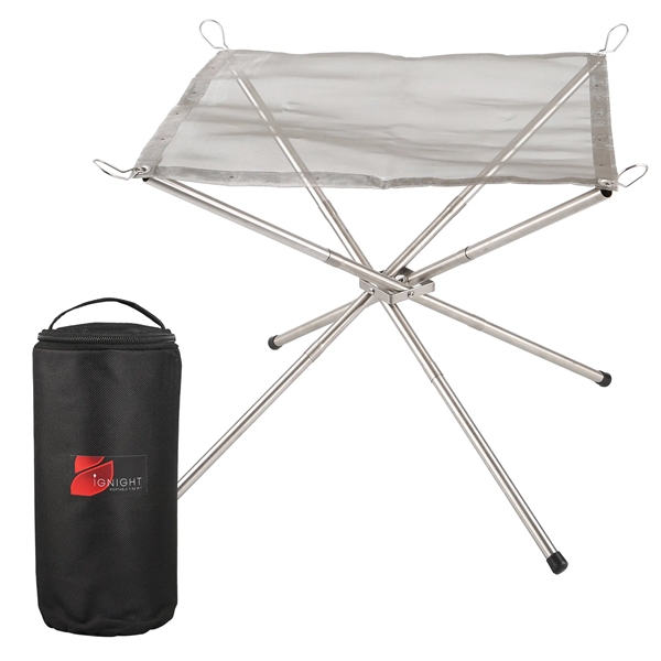 A collapsible steel mesh fire pit with lightweight metallic legs... from ASI 61966 HPG / OrigAudio HPG Gold