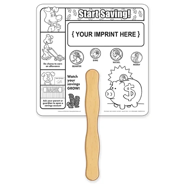 Saving Money Coloring Hand Fans with sturdy wooden handle.... from ASI 45815 Coloring Book Solutions