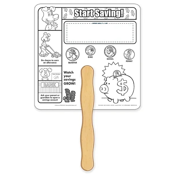 Saving Money Coloring Hand Fans with sturdy wooden handle.... from ASI 45815 Coloring Book Solutions