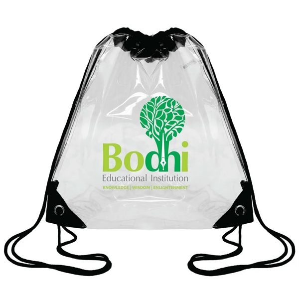 Made of clear PVC and reinforced corners, this drawstring backpack is... from ASI 40544 Binaco