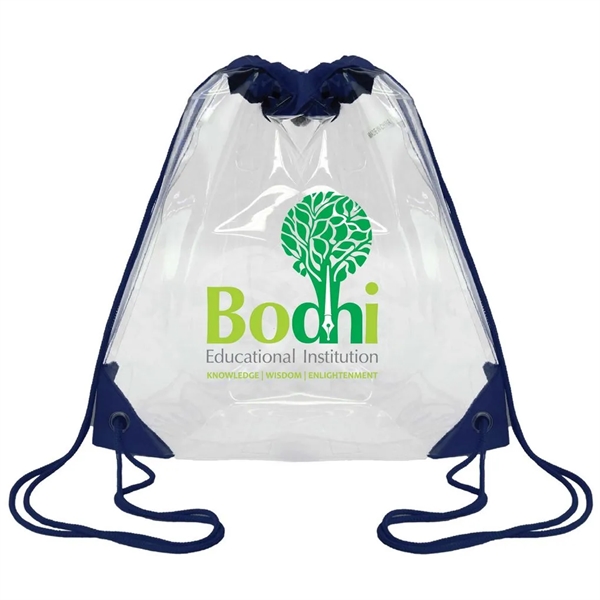 Made of clear PVC and reinforced corners, this drawstring backpack is... from ASI 40544 Binaco