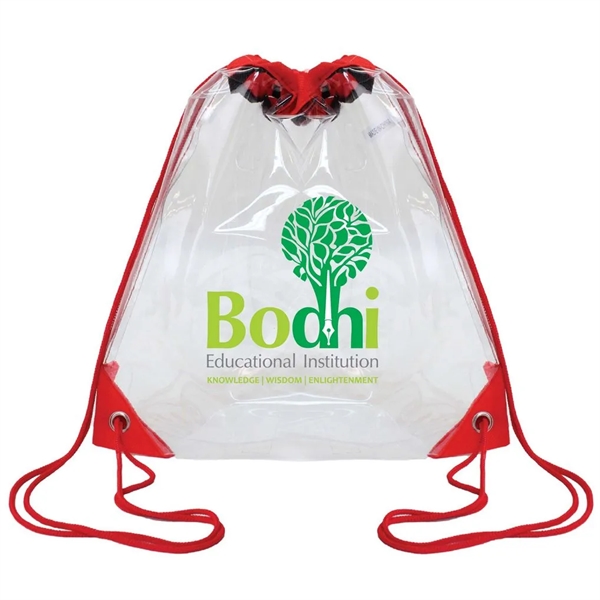 Made of clear PVC and reinforced corners, this drawstring backpack is... from ASI 40544 Binaco