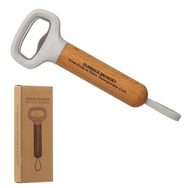 Wood handle bottle opener customized with pad-printed imprinting.... from ASI 62190 Illini