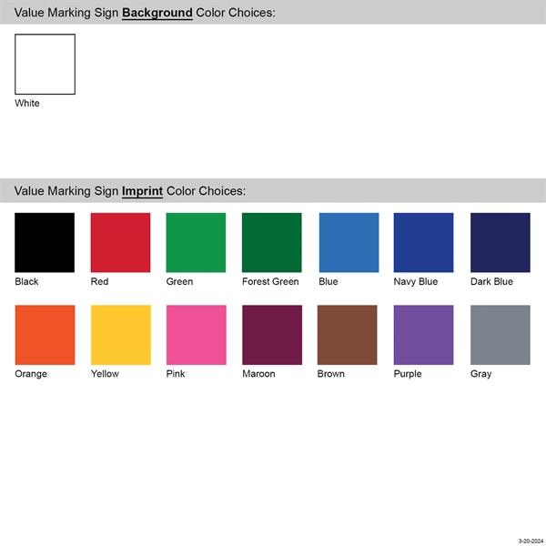 Value card stock marking signs with one color, front only print... from ASI 80228 Quinn