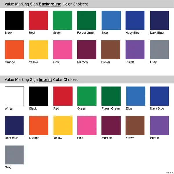 Value card stock marking signs with two color front print &... from ASI 80228 Quinn