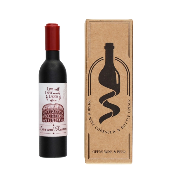 Wine bottle shaped corkscrew and bottle opener with magnetic back.... from ASI 52263 EMT / EMT EMT EASY