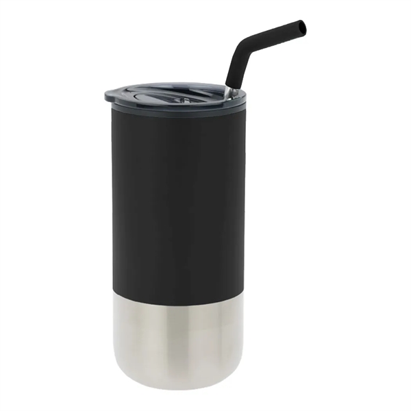 16 oz tumbler with silicone tip straw, plastic liner, silver base... from ASI 31517 Admart Products