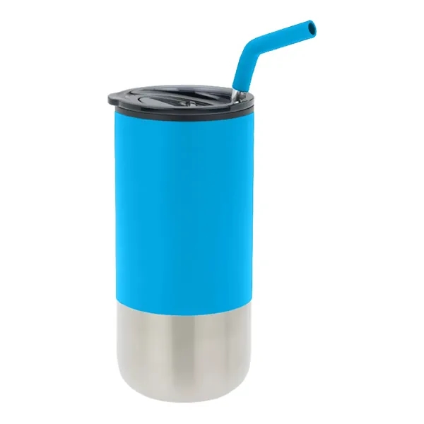 16 oz tumbler with silicone tip straw, plastic liner, silver base... from ASI 31517 Admart Products