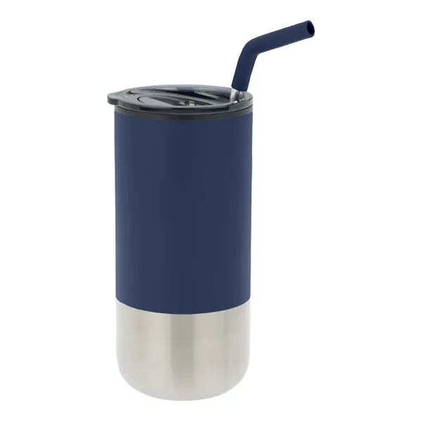 16 oz tumbler with silicone tip straw, plastic liner, silver base... from ASI 31517 Admart Products