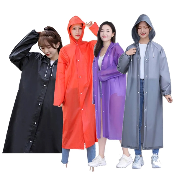 Reusable PEVA raincoat with hood plus 1 color silkscreen imprint on... from ASI 37218 Athena Promo (tm)