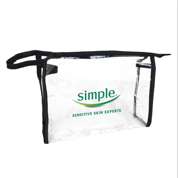 Clear vinyl toiletry bag with matching trim and zipper. The gusseted... from ASI 40544 Binaco