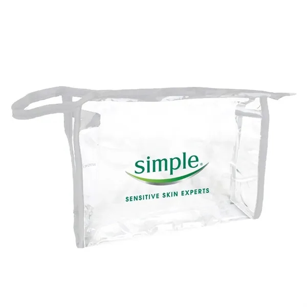 Clear vinyl toiletry bag with matching trim and zipper. The gusseted... from ASI 40544 Binaco