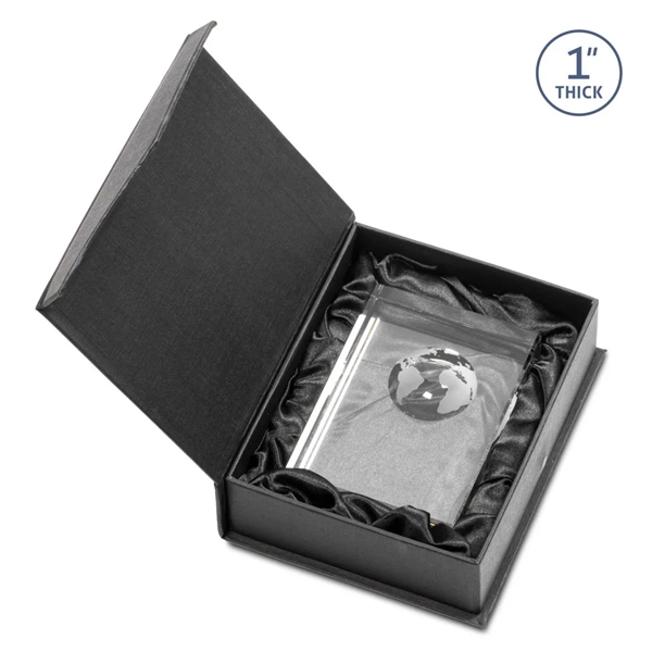 Optical crystal award with 3D world globe molded into the back.... from ASI 84592 St Regis Group / St Regis