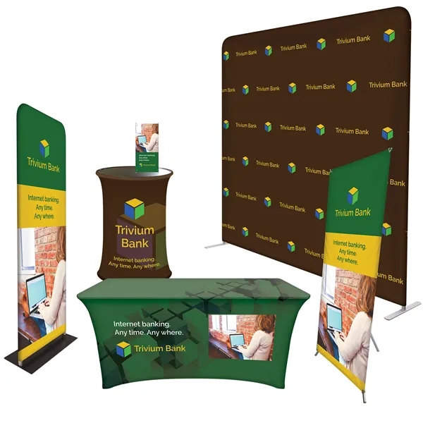 Trade show booth display superior package with 6' stretch table cover,... from ASI 80228 Quinn