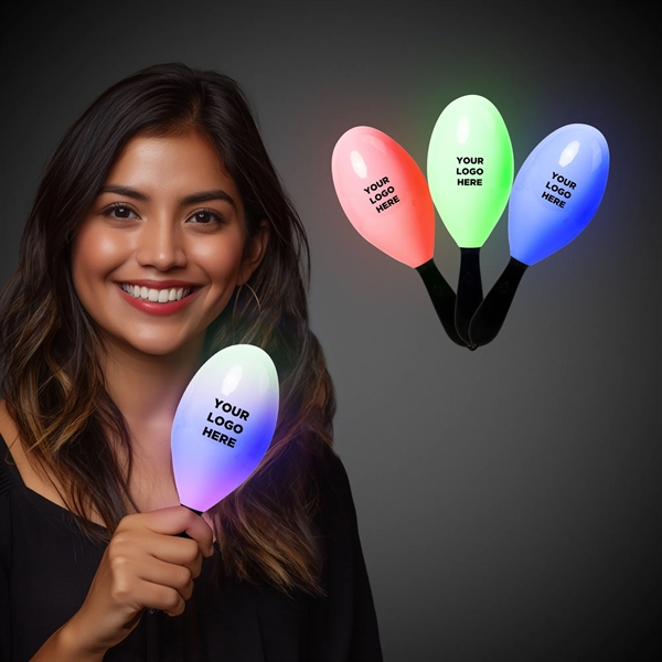 LED maracas with 3 different LEDs and 6 different color modes.... from ASI 42016 Brighter Promotions Inc