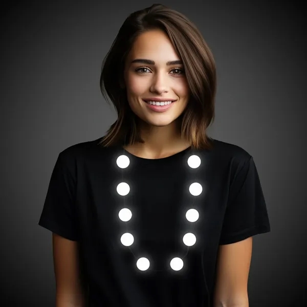 Necklace with 10 flat white buttons and LED lights.... from ASI 42016 Brighter Promotions Inc