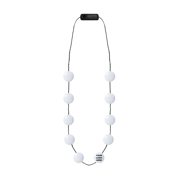 Necklace with 10 flat white buttons and LED lights.... from ASI 42016 Brighter Promotions Inc