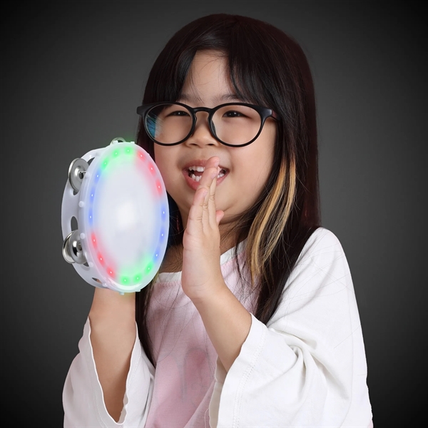 6" milky white colored tambourine with 18 high powered, multi-colored LED... from ASI 42016 Brighter Promotions Inc / Chemical Light™