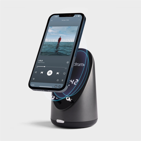 A wireless charging phone stand capable of amplifying music and wireless... from ASI 91435 Tomax USA / Tomax