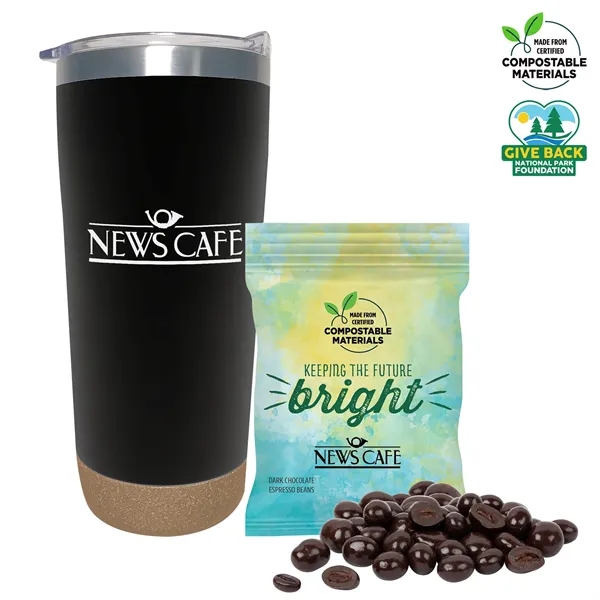 Double Wall Tumbler w/Compostable bag of Dark Choc Espresso Beans... from ASI 44900 NC Custom (CI/Lanco) / Lanco