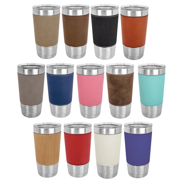 Polar Camel 20 oz Laserable Leatherette Tumbler with clear lid, tappered... from ASI 72657 Active Life Promo / Active Life Ingrain