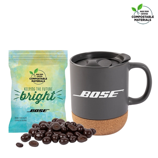 Cork Bottom Mug w/ Compostable Bag of Dark Chocolate Espresso Beans... from ASI 44900 NC Custom (CI/Lanco) / Lanco