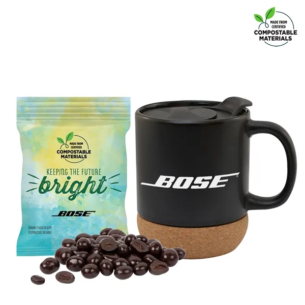 Cork Bottom Mug w/ Compostable Bag of Dark Chocolate Espresso Beans... from ASI 44900 NC Custom (CI/Lanco) / Lanco