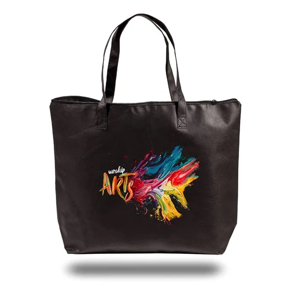 Zippered Non Woven Tote Bag with self handles and a top... from ASI 90859 Tempo Industries Inc
