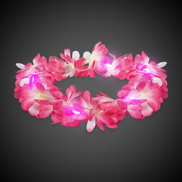 23"  pink flowered halo style headband and lei with light... from ASI 42016 Brighter Promotions Inc