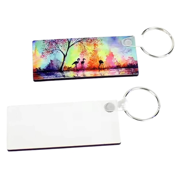 Rectangle shaped MDF keychain plus free sublimation heat transfer printing in... from ASI 37218 Athena Promo (tm)
