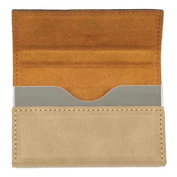 3 3/4" x 2 3/4" x 9/16" light brown leatherette business... from ASI 74601 Calico