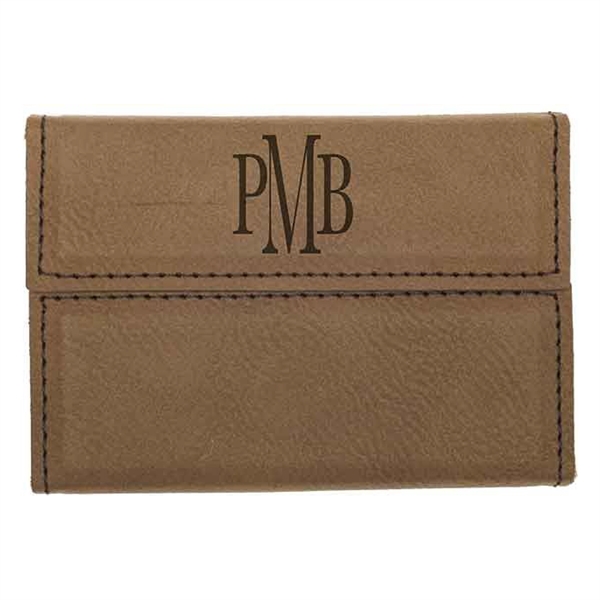 3 3/4" x 2 3/4" x 9/16" dark brown leatherette business... from ASI 74601 Calico