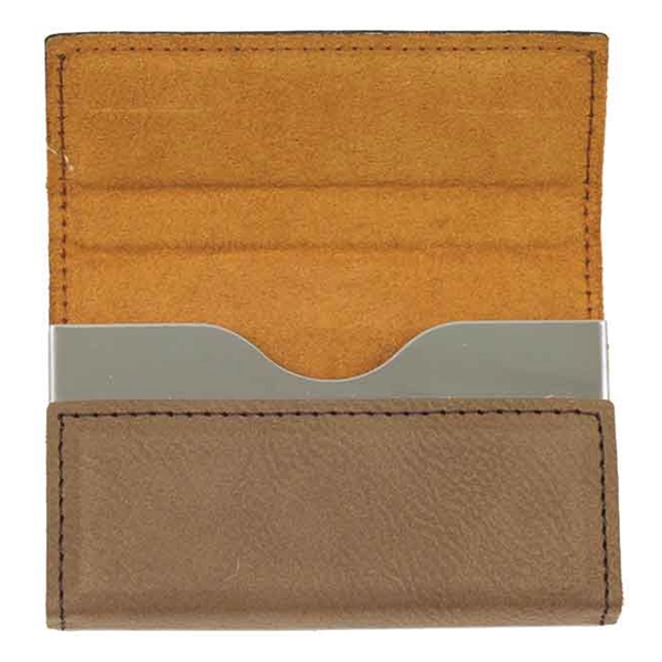 3 3/4" x 2 3/4" x 9/16" dark brown leatherette business... from ASI 74601 Calico